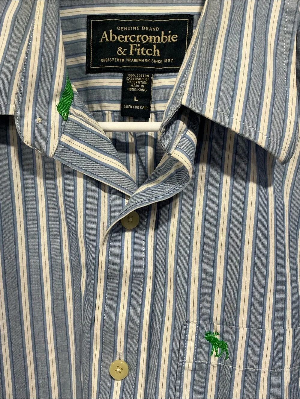 Abercrombie & Fitch Blue and White Vertical Stripe Dress Shirt